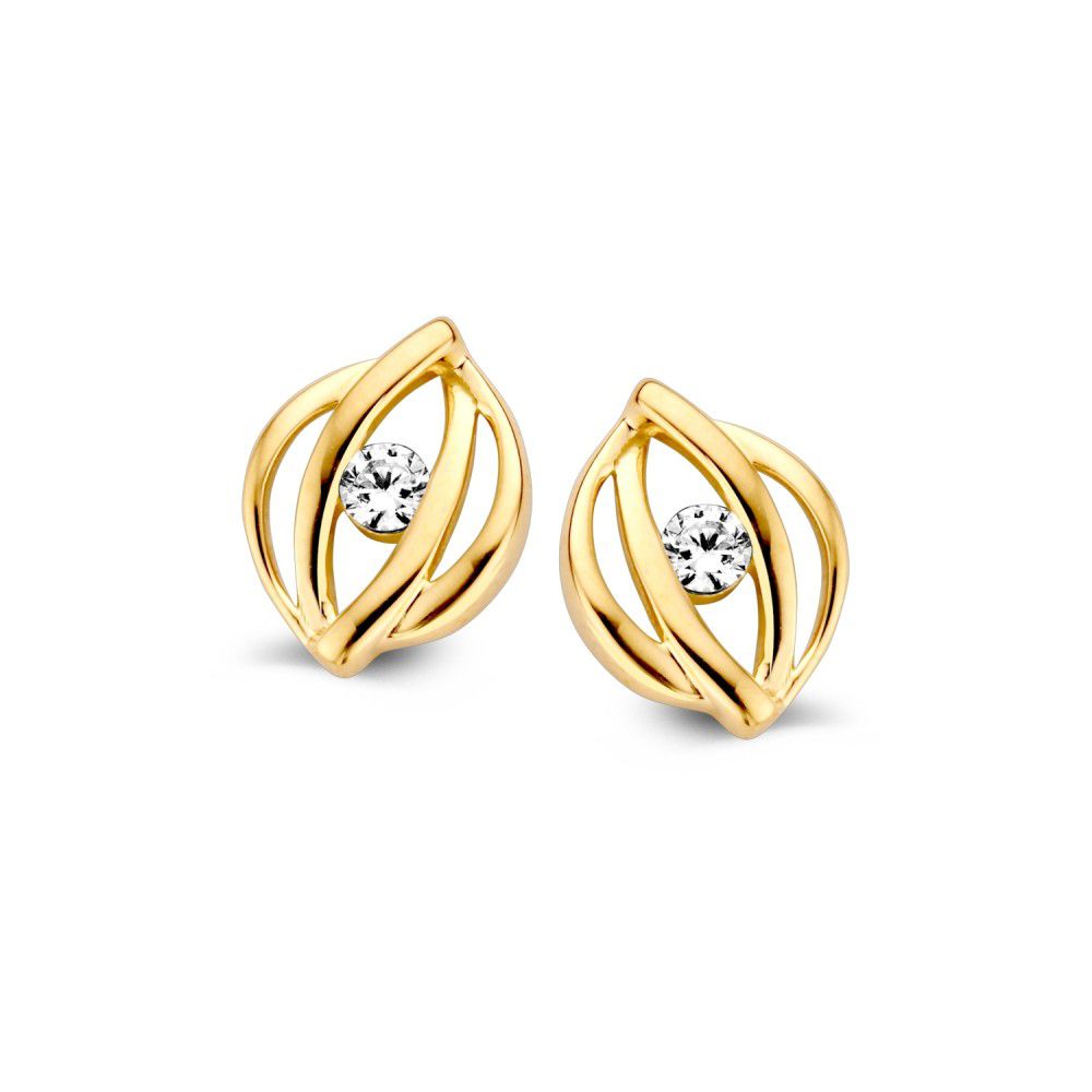 Geelgouden Oorstekers met Zirkonia's – 14 Karaat, Elegante Oorbedels