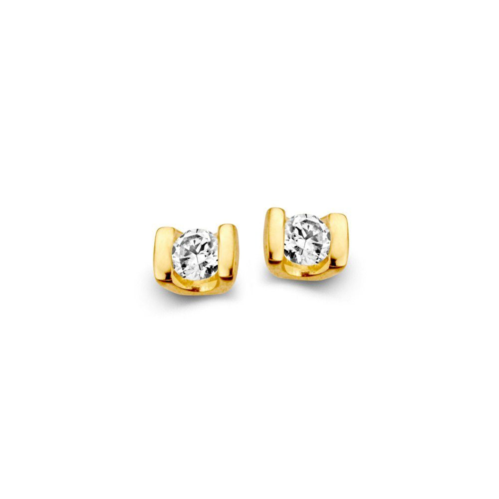 Pendientes de oro amarillo de 14 quilates con circonitas brillantes.