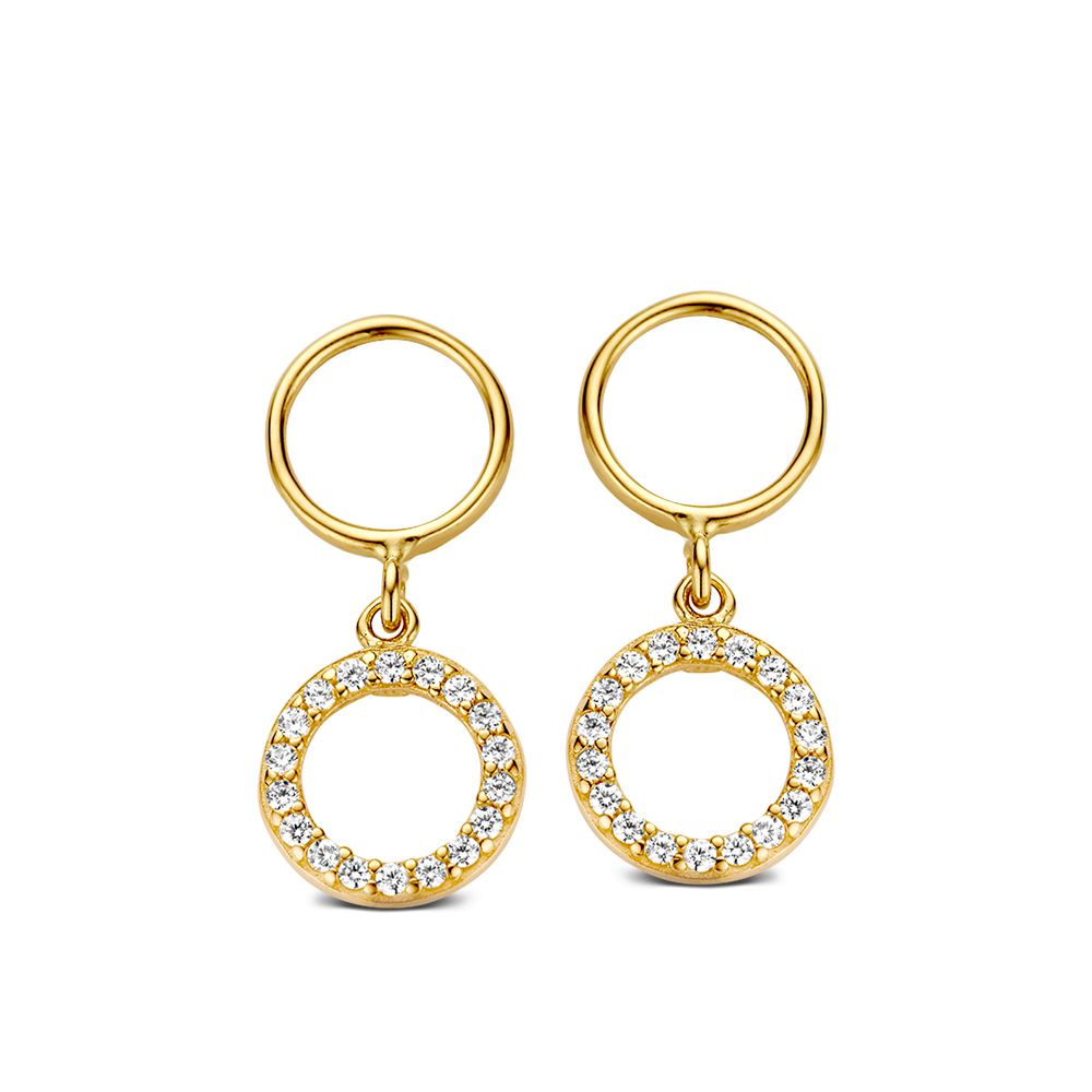 Pendientes de aro dorados con circonitas, diseño elegante y atemporal.