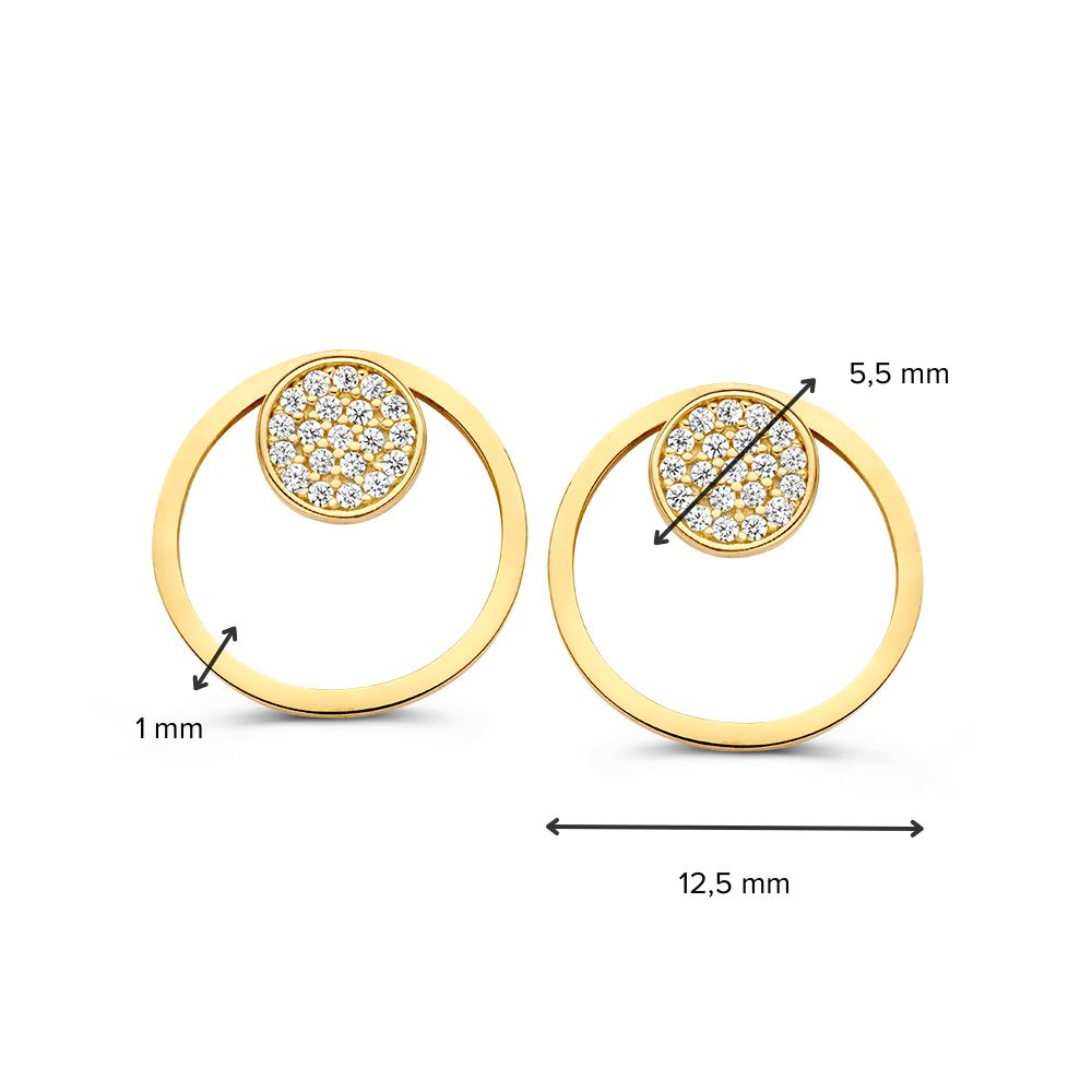 Pendientes de oro amarillo con circonitas - Diseño juguetón, úsalos de dos maneras | Van der Kooij