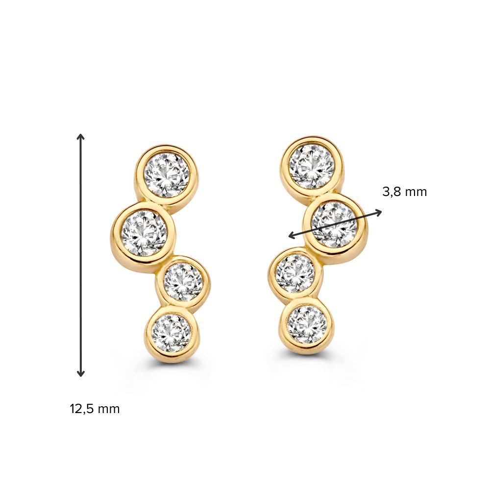 Pendientes de oro amarillo con circonitas – Elegancia radiante en oro de 14 quilates | Van der Kooij
