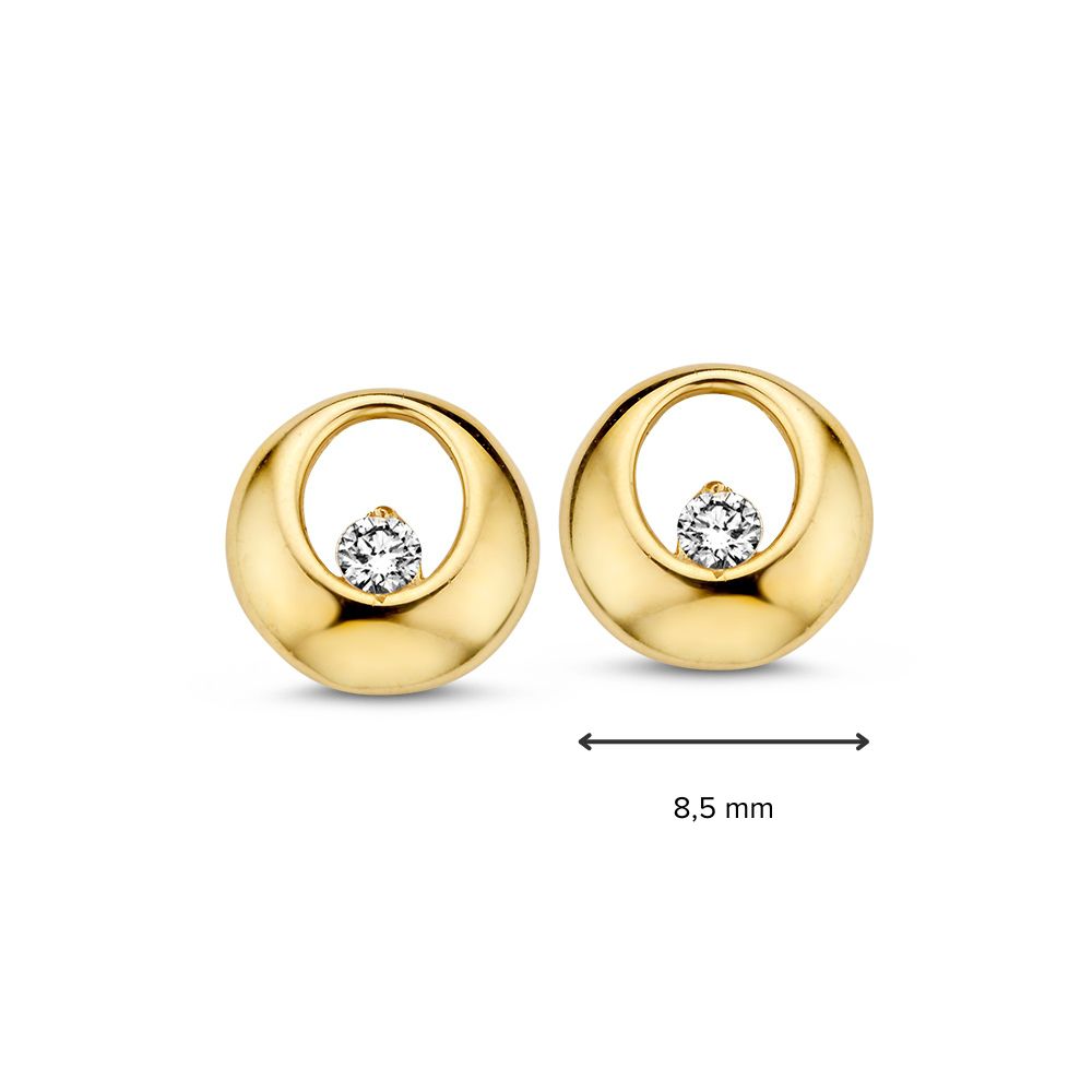 Pendientes de oro amarillo con circonitas – 14 quilates, sutiles y elegantes