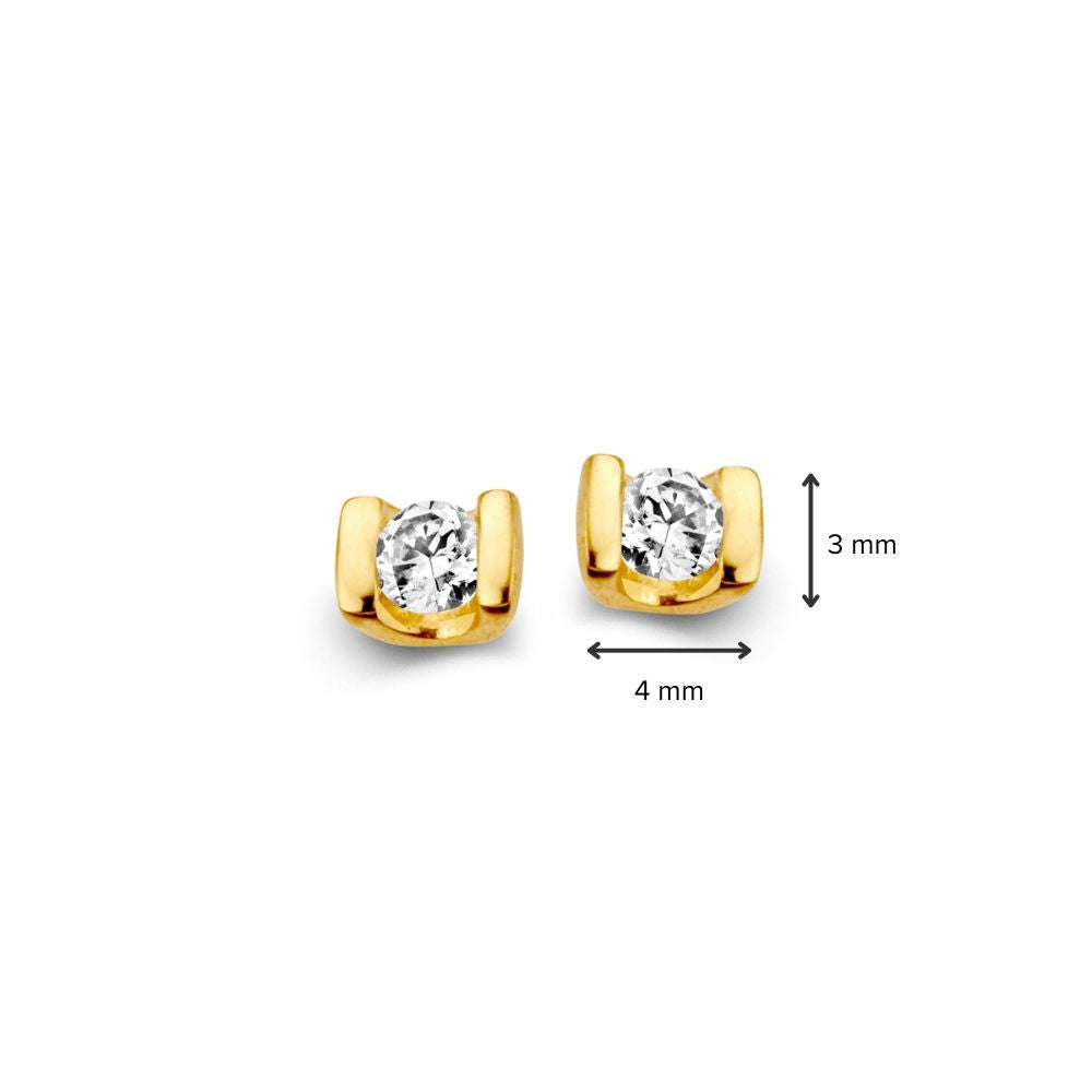 Pendientes de oro amarillo con circonitas de 14 quilates