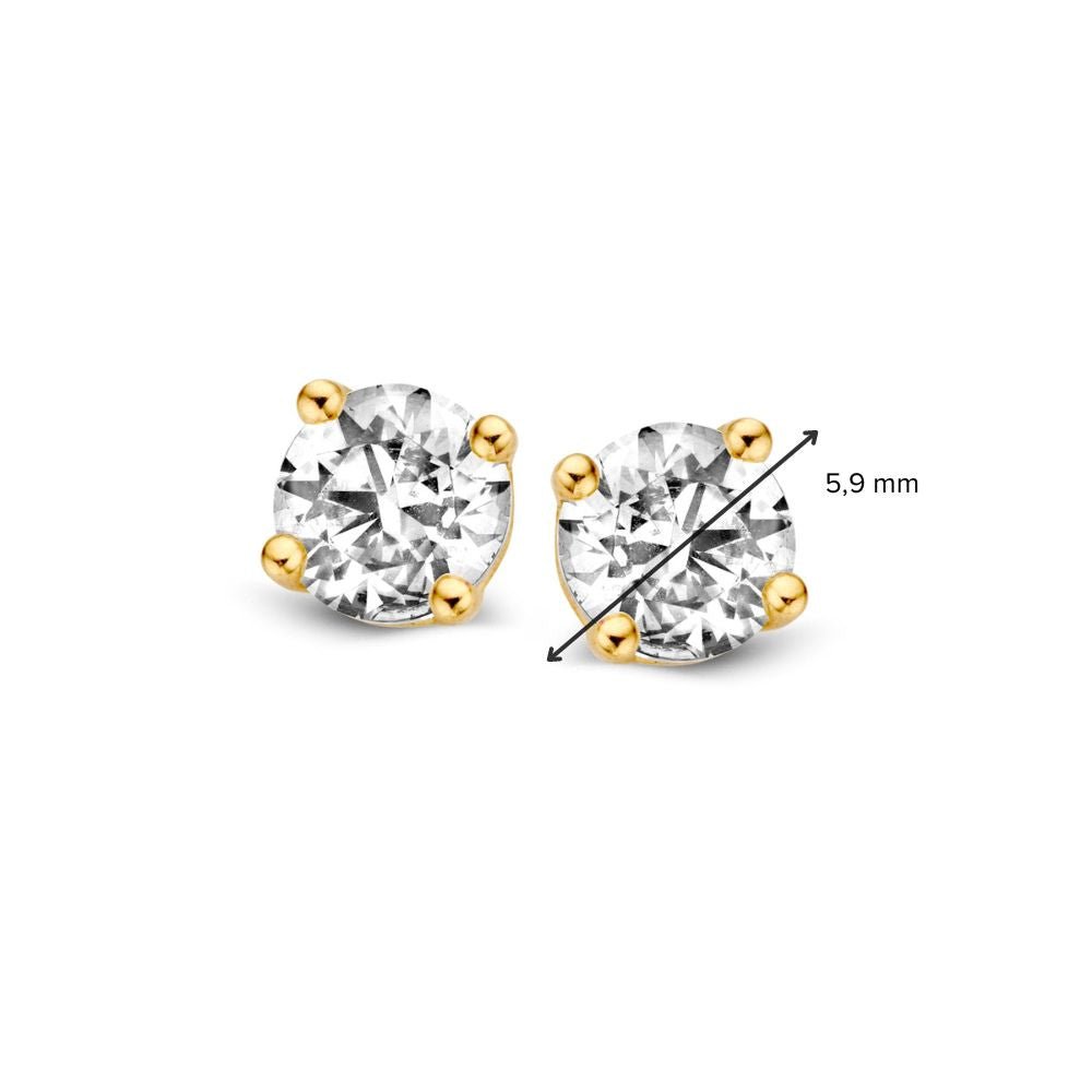 Pendientes de oro amarillo de 14 quilates con circonitas blancas