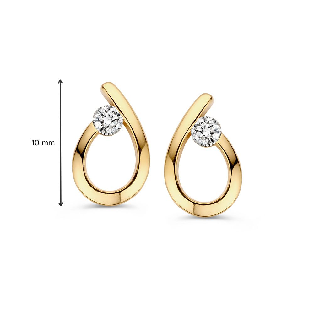 Pendientes de oro amarillo con circonitas – 14 quilates, lujo refinado