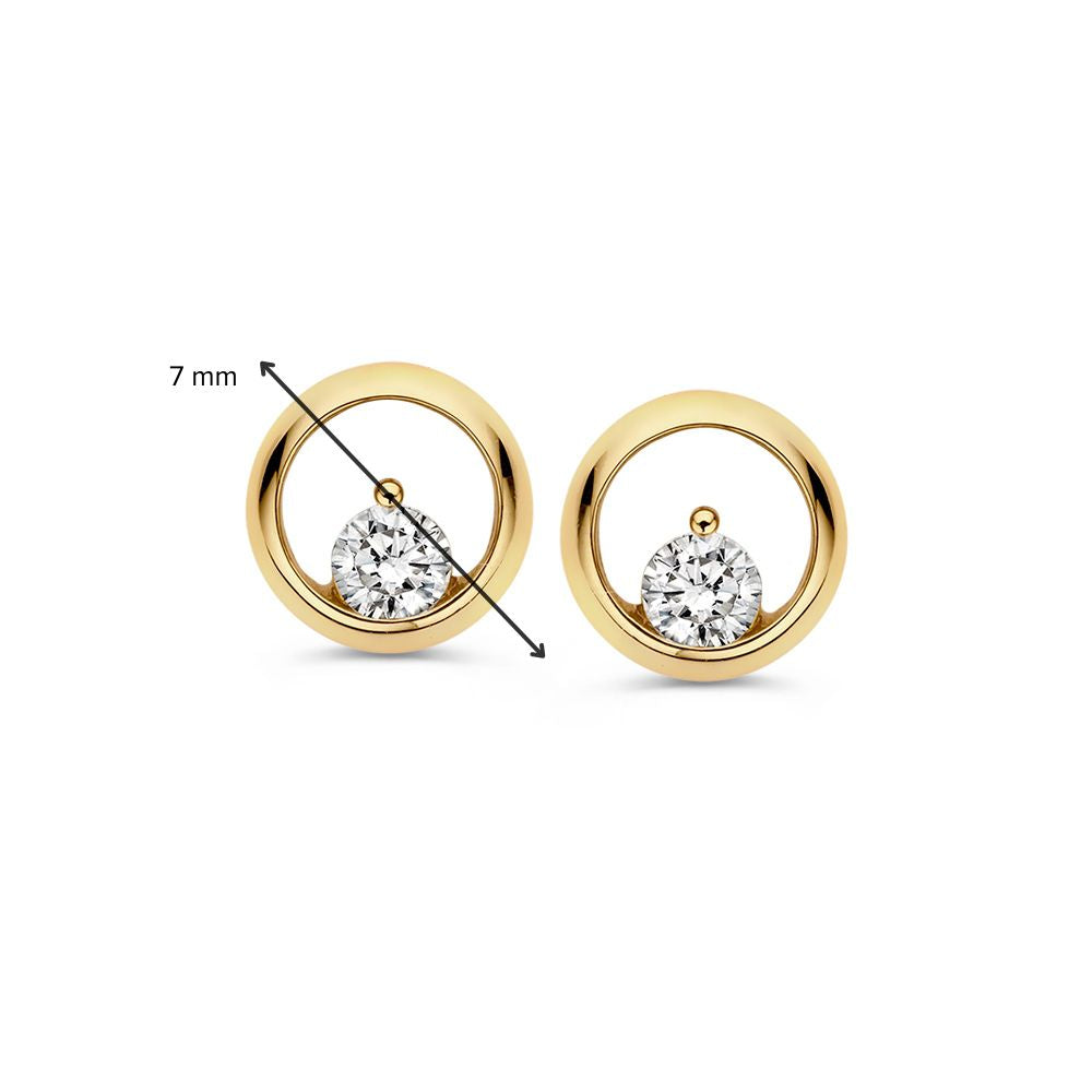 Pendientes de oro amarillo con circonitas - 14 quilates, elegancia sutil