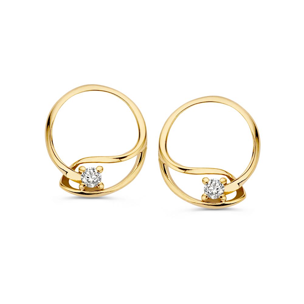 Geelgouden Oorstekers met Zirkonia – 14 Karaat, Tijdloos en Elegant
