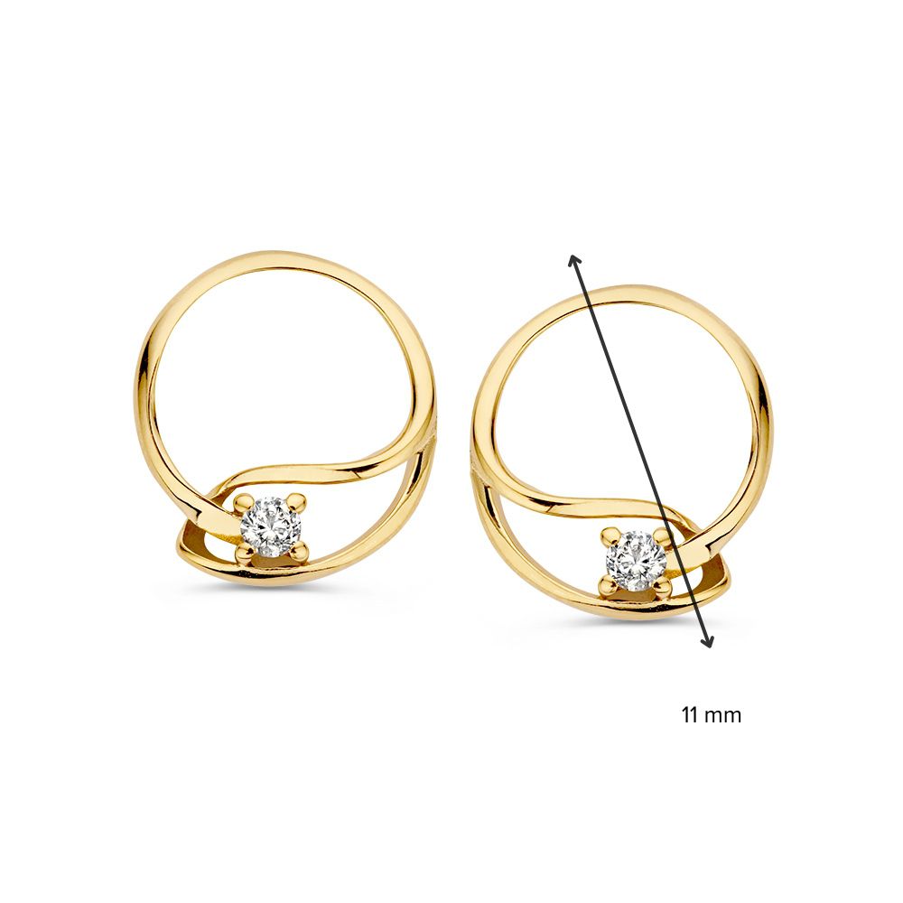 Pendientes de oro amarillo con circonitas – 14 quilates, atemporales y elegantes