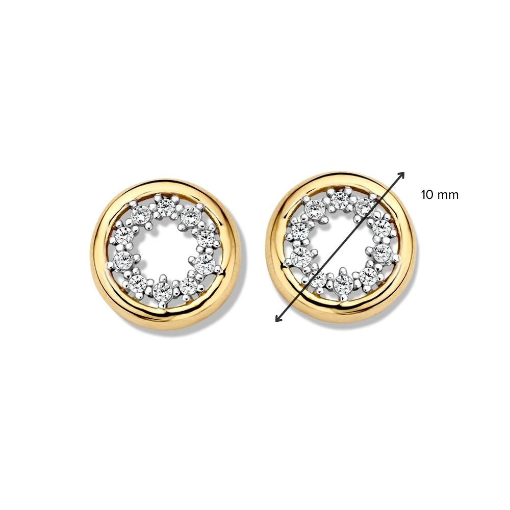Pendientes de oro amarillo con circonitas – 14 quilates, diseño atemporal