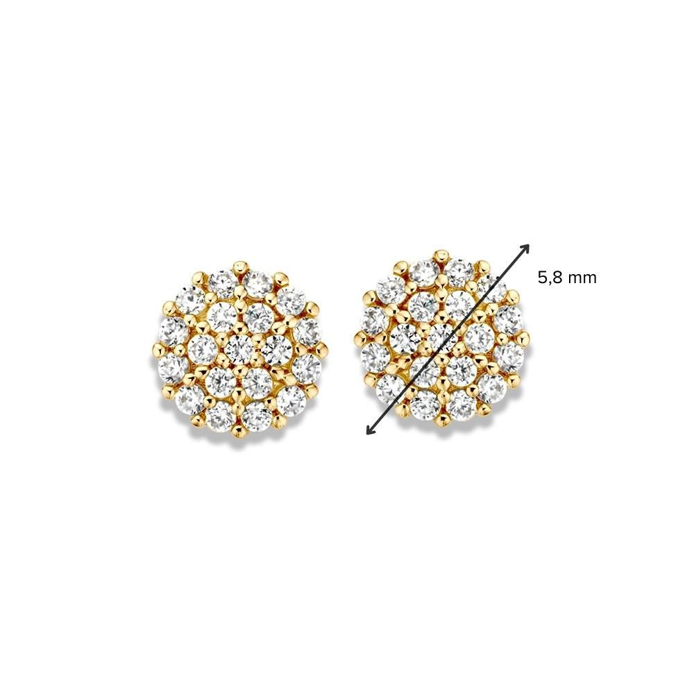 Pendientes de oro amarillo con circonitas – 14 quilates, sutiles y refinados