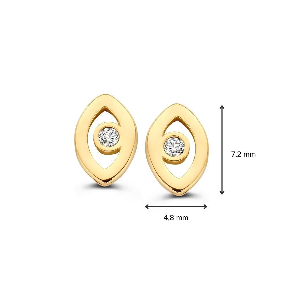 Pendientes de oro amarillo con circonitas | 14 quilates de oro | Van der Kooij