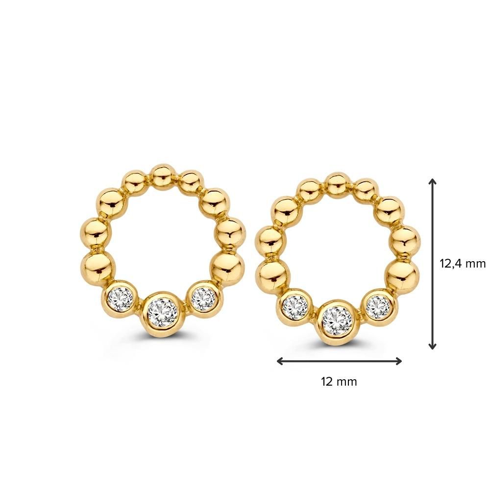 Pendientes de oro amarillo con circonitas - Diseño juguetón | 14 quilates de oro - Van der Kooij