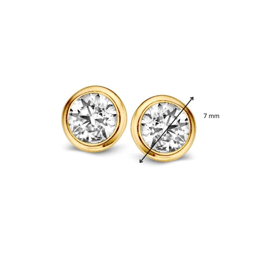 Anillo de oro amarillo de 14 quilates con circonitas blancas de mujer - Elegancia Atemporal