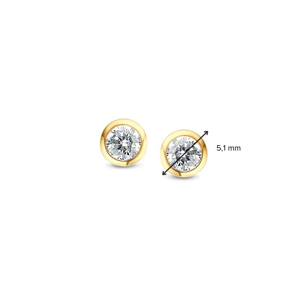Pendientes de oro amarillo con circonitas de 14 quilates – Circonita blanca