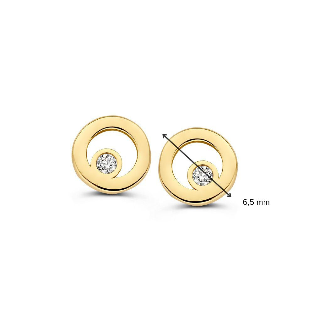 Pendientes de oro amarillo con circonitas | 14 quilates de oro | Van der Kooij