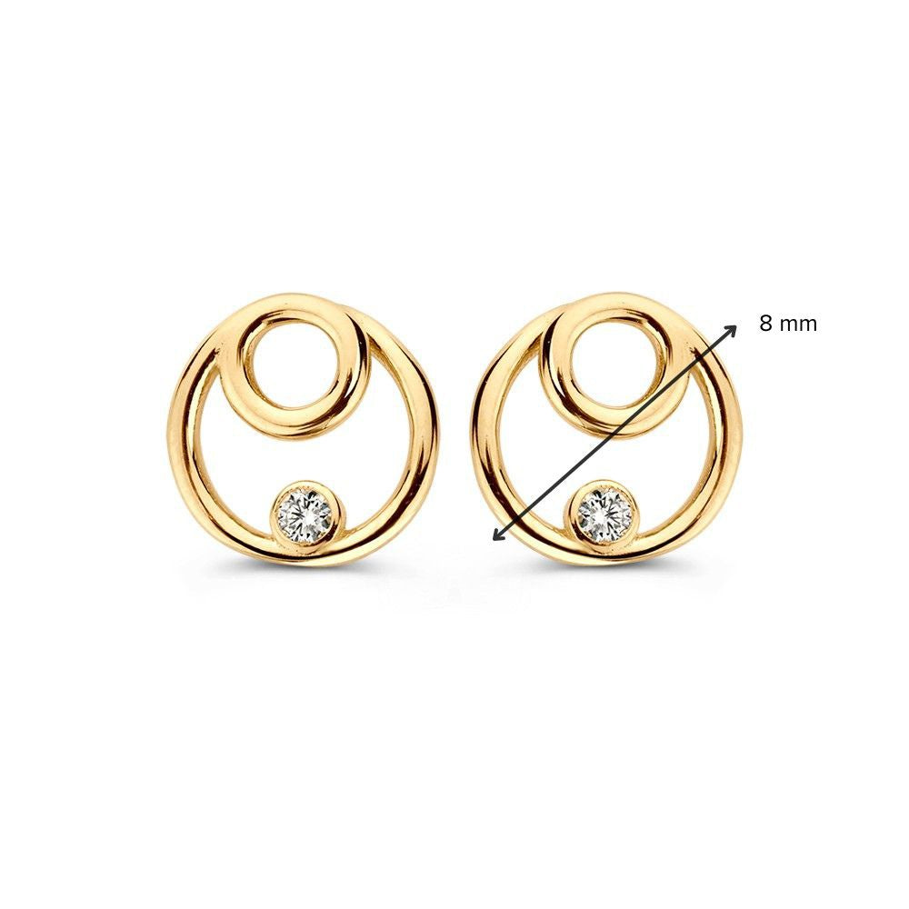Pendientes de oro amarillo con circonitas – 14 quilates, elegancia atemporal