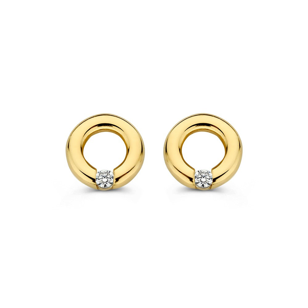 Pendientes de aro de oro amarillo de 14 quilates con circonitas brillantes.