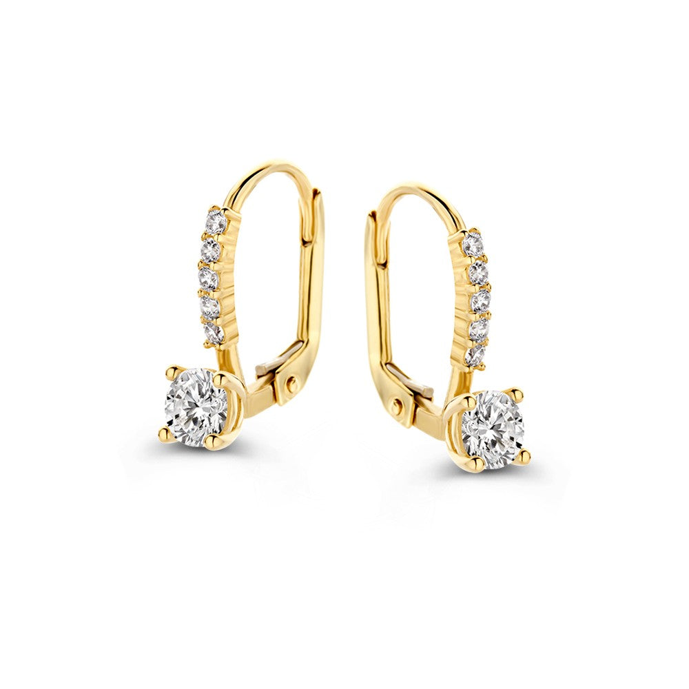 Pendientes de oro amarillo de 14 quilates con circonitas brillantes.