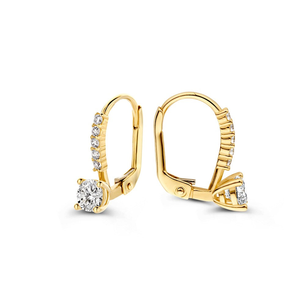 Pendientes de oro amarillo con circonitas – 14 quilates