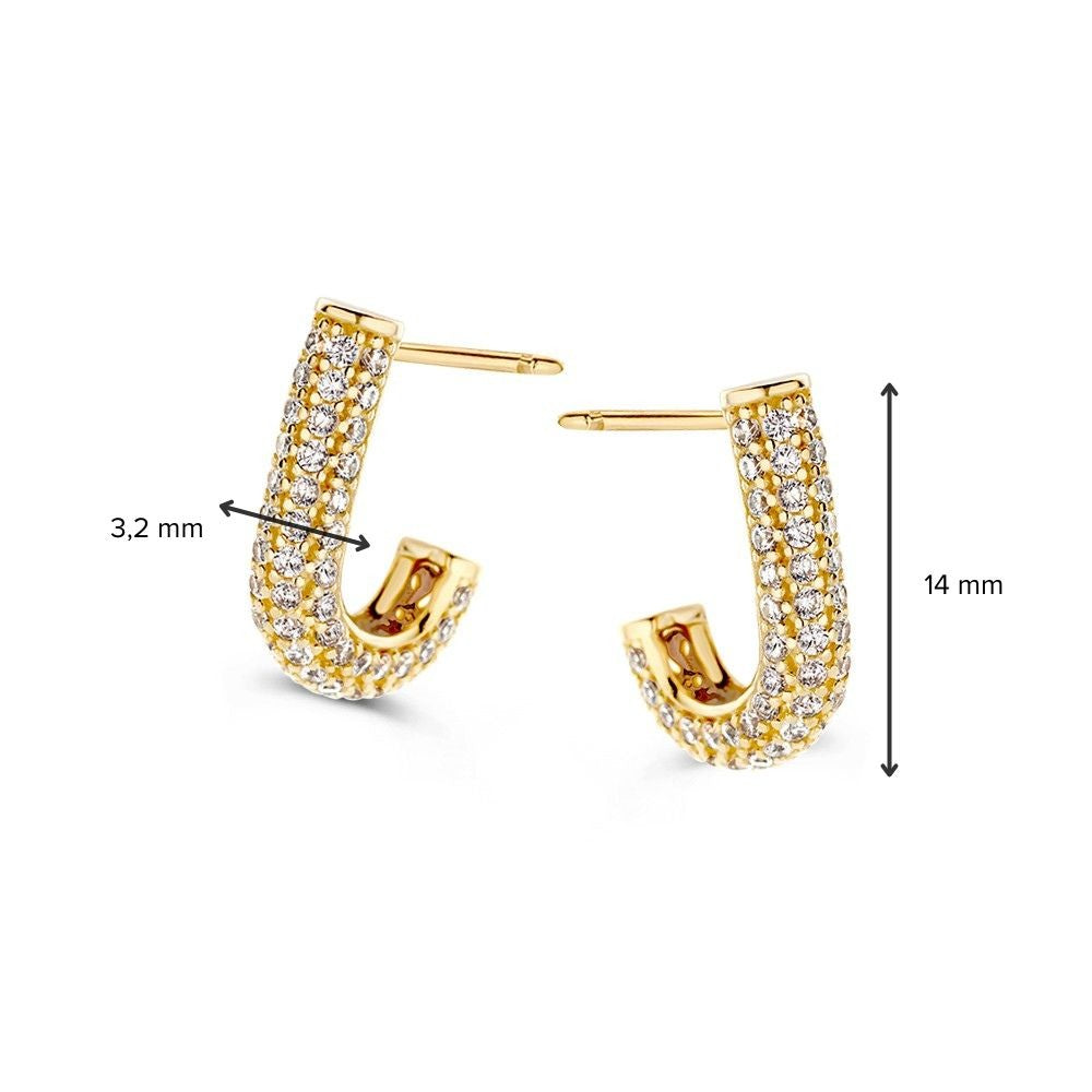 Pendientes de oro amarillo engastados con circonitas - 14 quilates, elegancia radiante