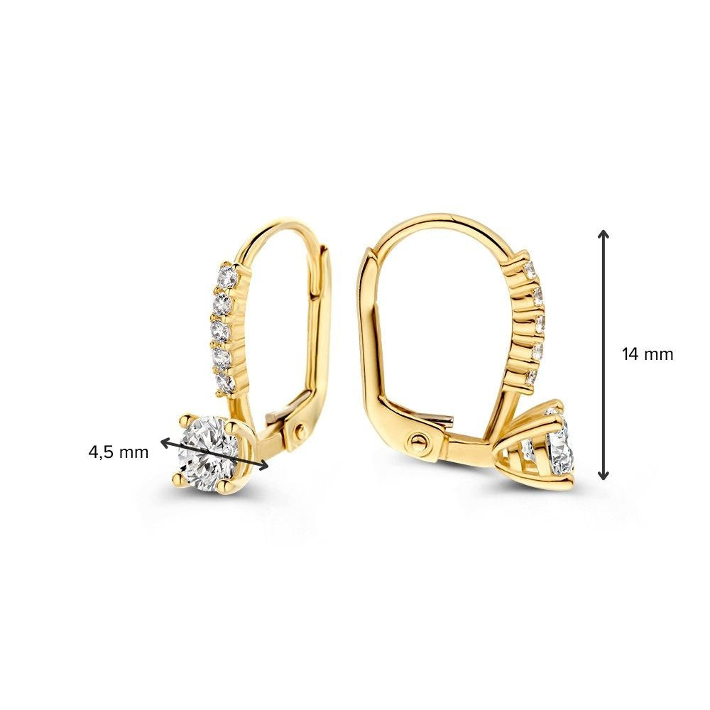 Pendientes de oro amarillo con circonitas – 14 quilates