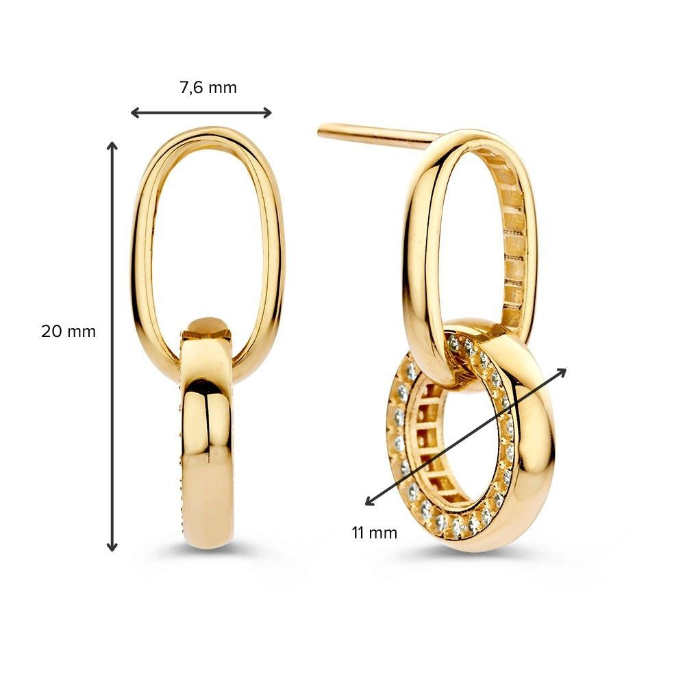 Pendientes de oro amarillo con charm redondo y circonitas – Lujo juguetón