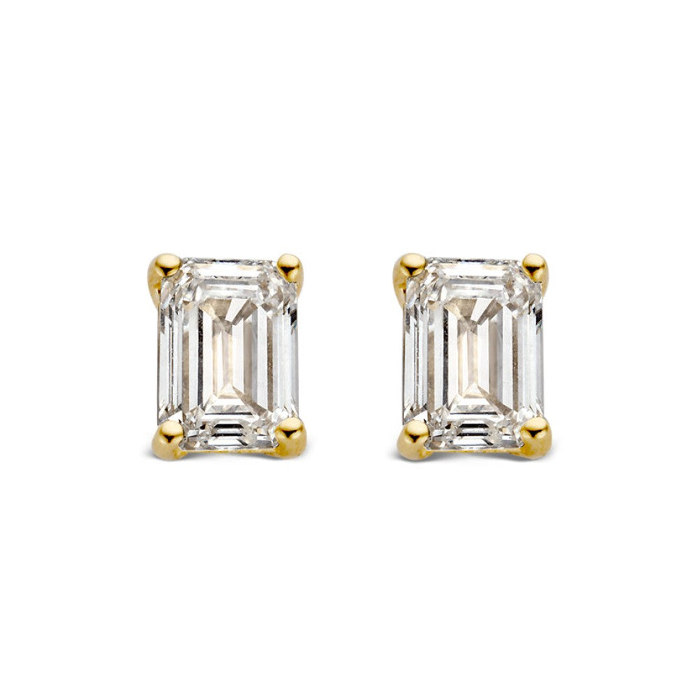 Pendientes de oro amarillo con piedras rectangulares de 1,00 crt.