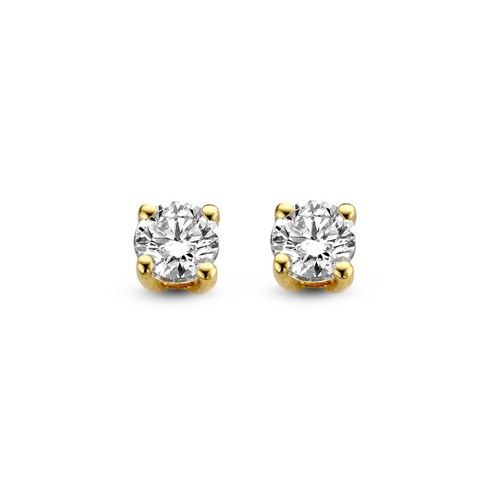 Pendientes de oro amarillo con diamantes de 0,30 ct, diseño sencillo y brillante.