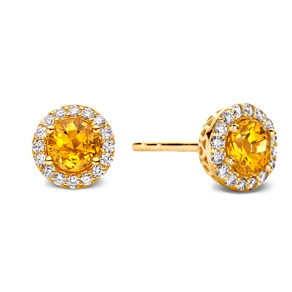 Pendientes de oro rosa con zafiros naranjas y diamantes