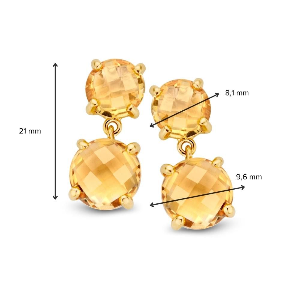 Pendientes de oro amarillo con citrino - Joya de acento naranja brillante para de mujer