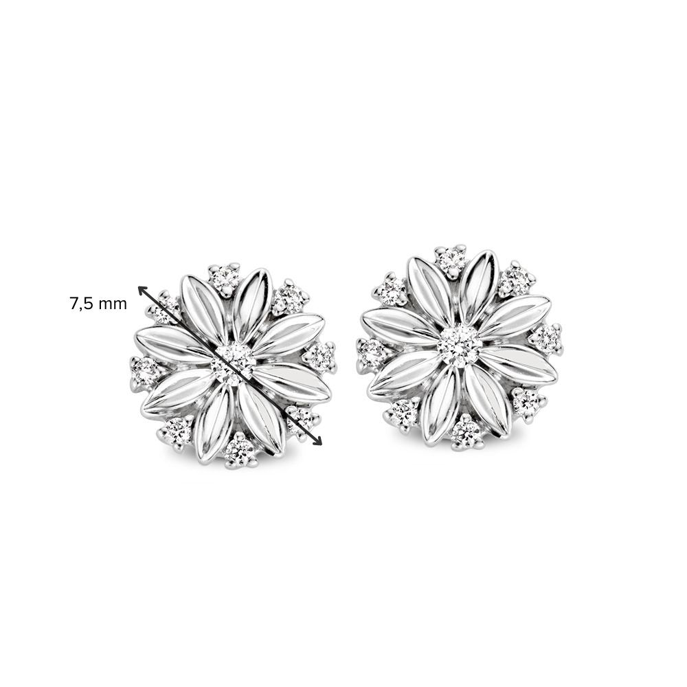 Aros de oro blanco con diamante - 14 quilates, corte brillante, lujo sutil