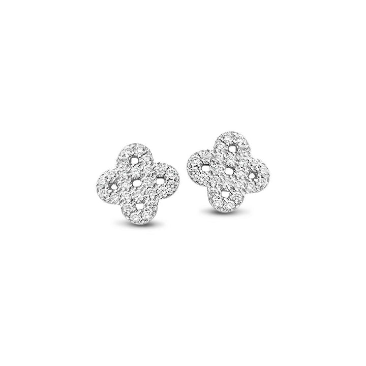 Witgouden Oorstekers met Diamant – 14 Karaat, 0.14 ct Briljant