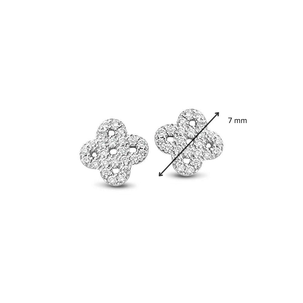 Aros de oro blanco con diamante – 14 quilates, 0.14 ct brillante