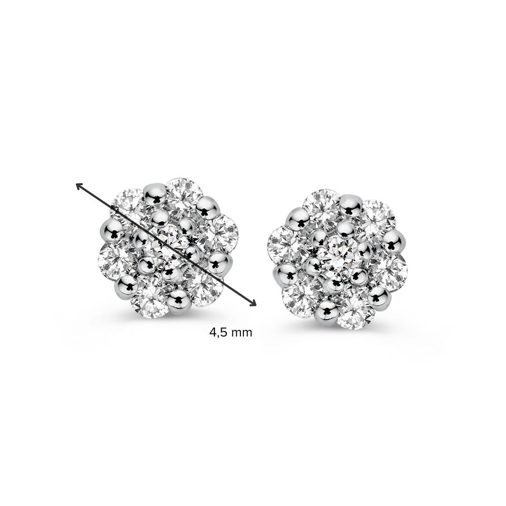 Pendientes de diamantes en engaste de entourage de oro blanco – 14 quilates, 0.16 ct brillante