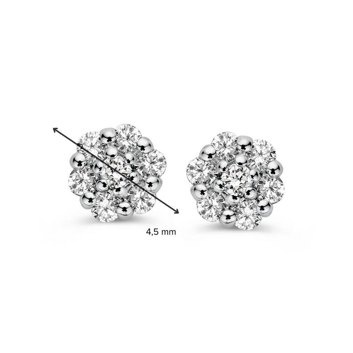 Witgouden Diamanten Oorstekers in Entourage Zetting – 14 Karaat, 0.16 ct Briljant