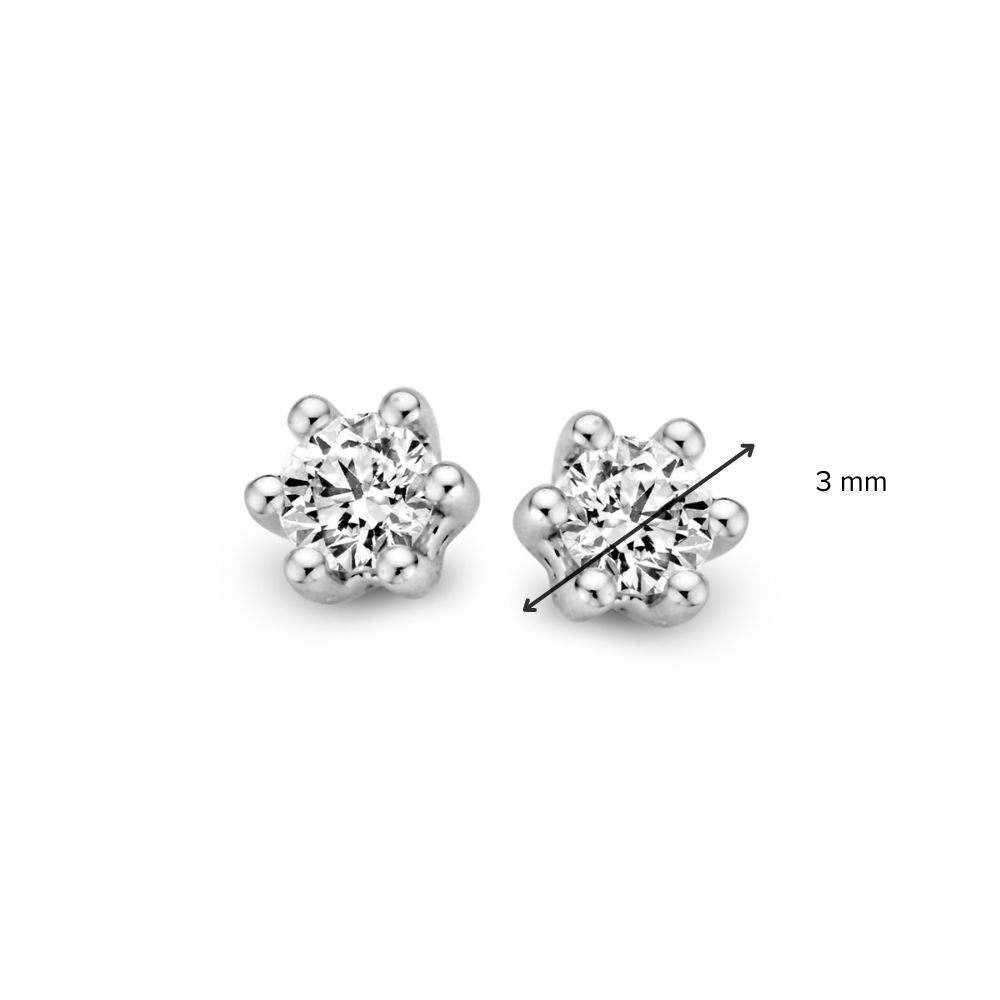 Pendientes de solitario en oro blanco con engaste de seis garras – 14 quilates, 0.20 ct diamante brillante