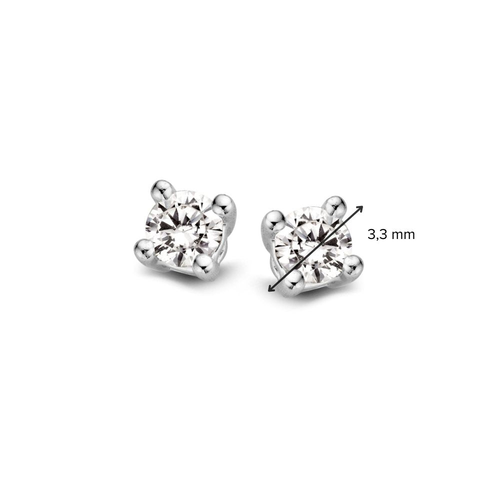 Pendientes de botón de oro blanco de 14 quilates con 2x 0,16ct diamantes brillantes