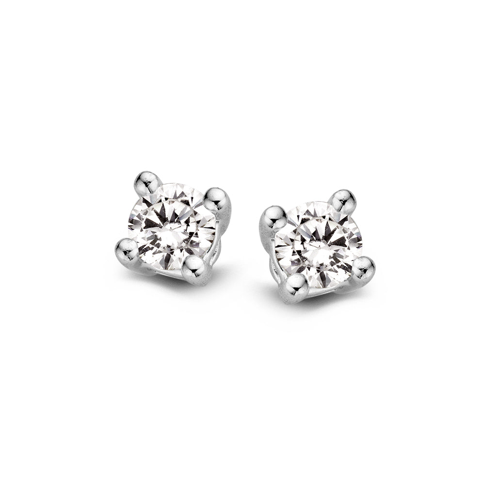 Pendientes de solitario en oro blanco con diamantes de 0.40 quilates, corte brillante.