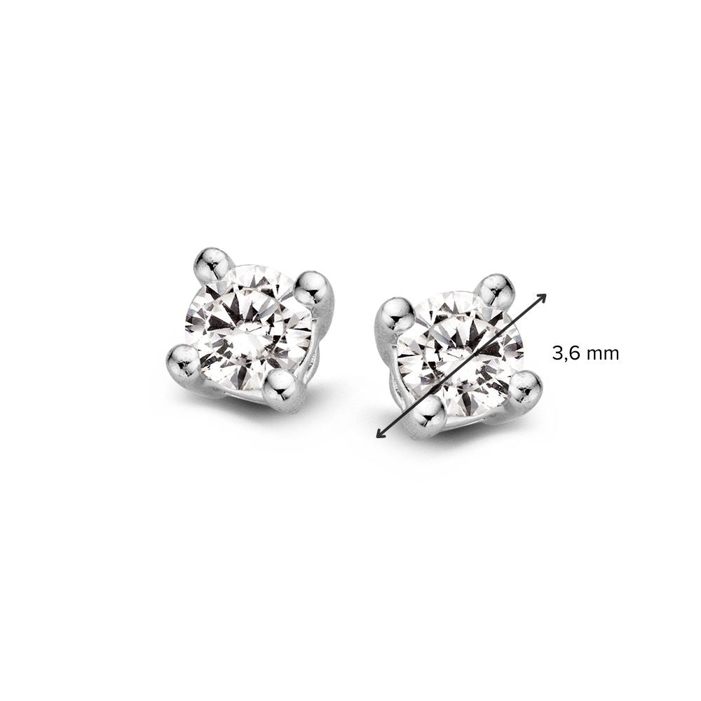 Pendientes de botón de oro blanco solitario con diamante – 0.40 quilates en total, oro de 14 quilates, forma de corte brillante