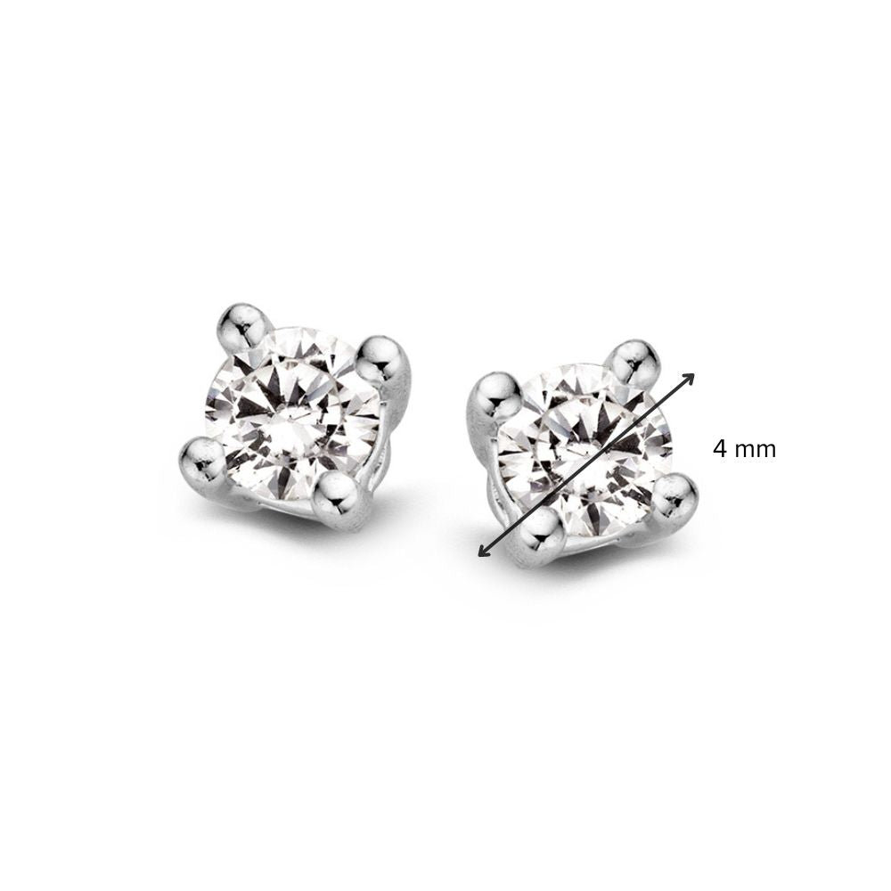 Pendientes de oro blanco solitario con diamante - 0.50 quilates en total, oro de 14 quilates, forma de corte brillante