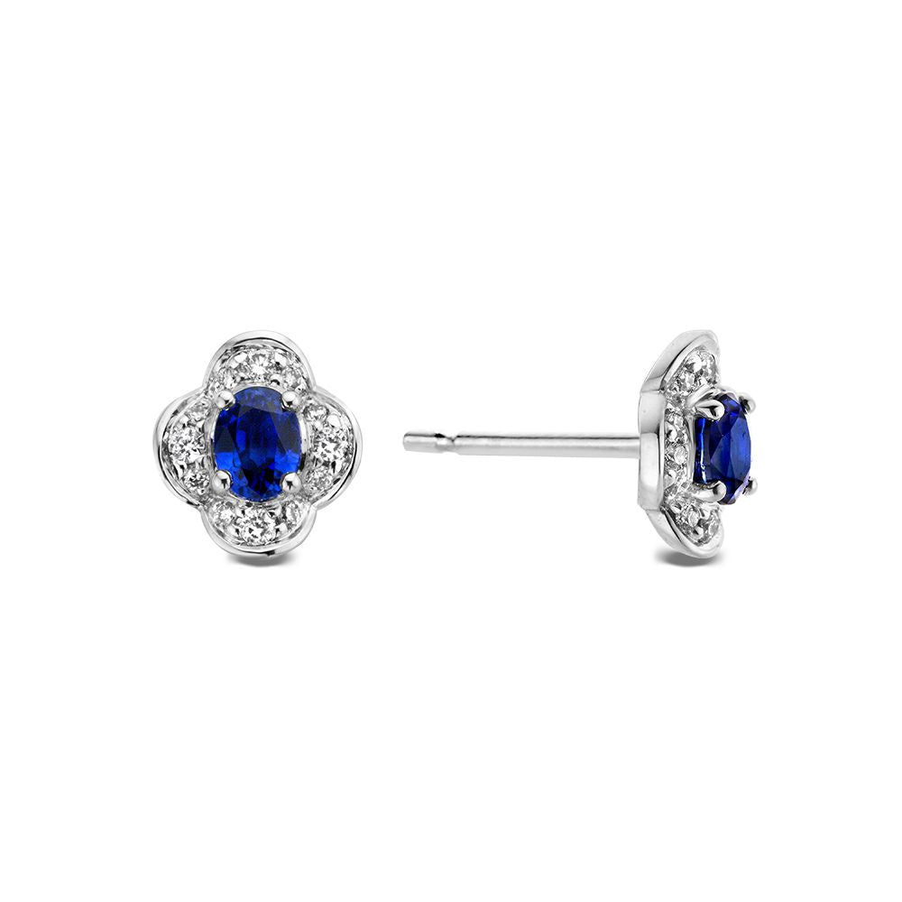Pendientes de mujer 14K de Van der Kooij, 0.70 crt de zafiro, 0.12 crt de diamante