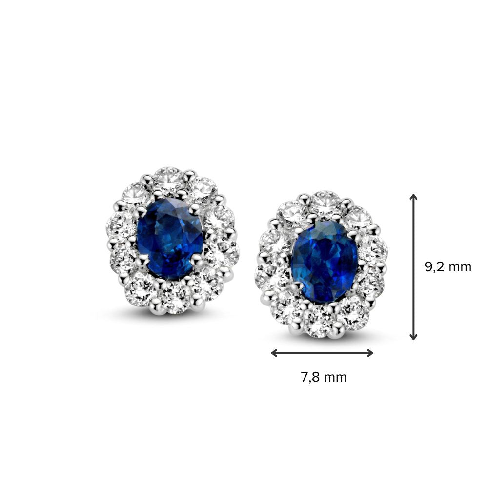 Aros de oro blanco con zafiro y brillante – Entourage de lujo