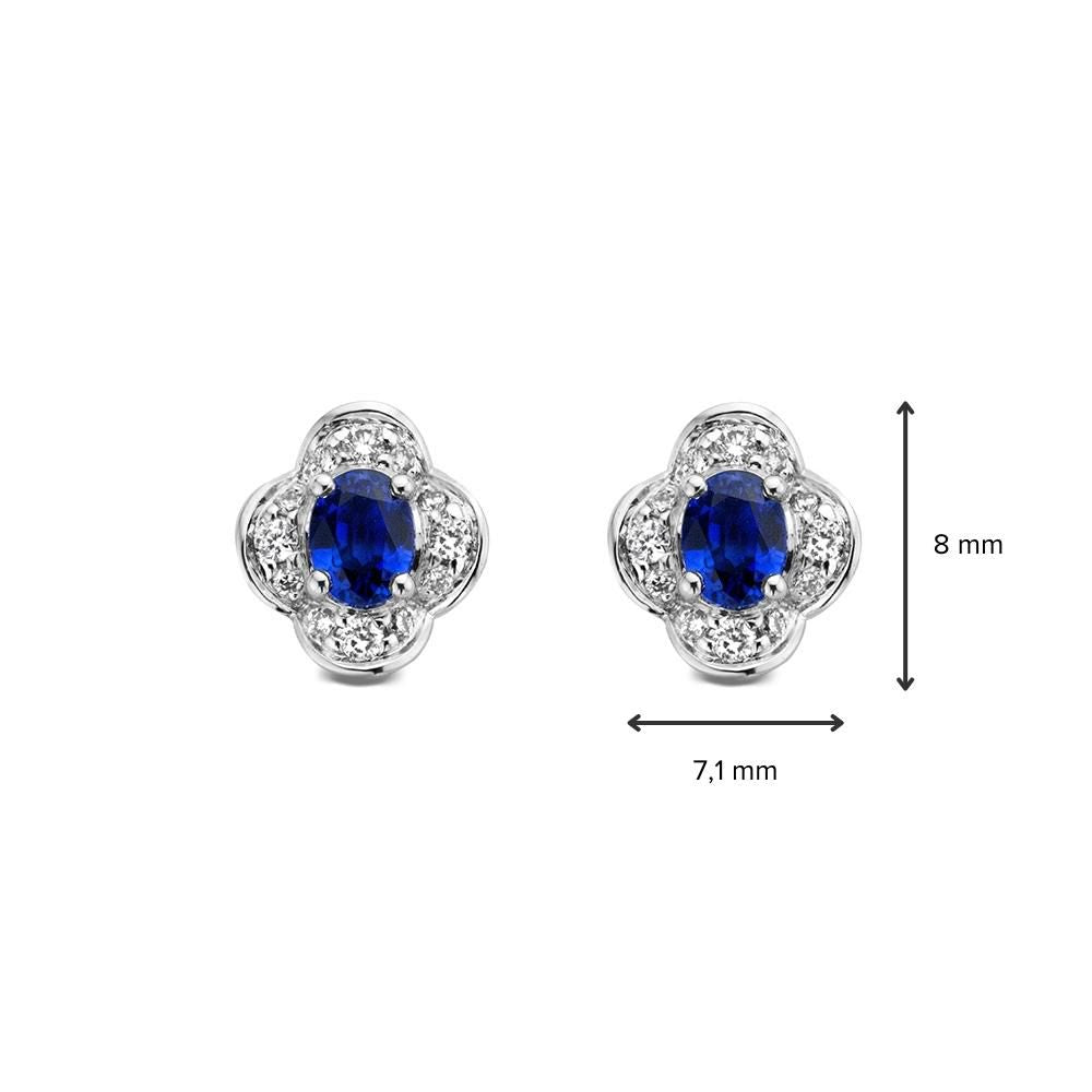 Pendientes de mujer 14K de Van der Kooij, 0.70 crt de zafiro, 0.12 crt de diamante