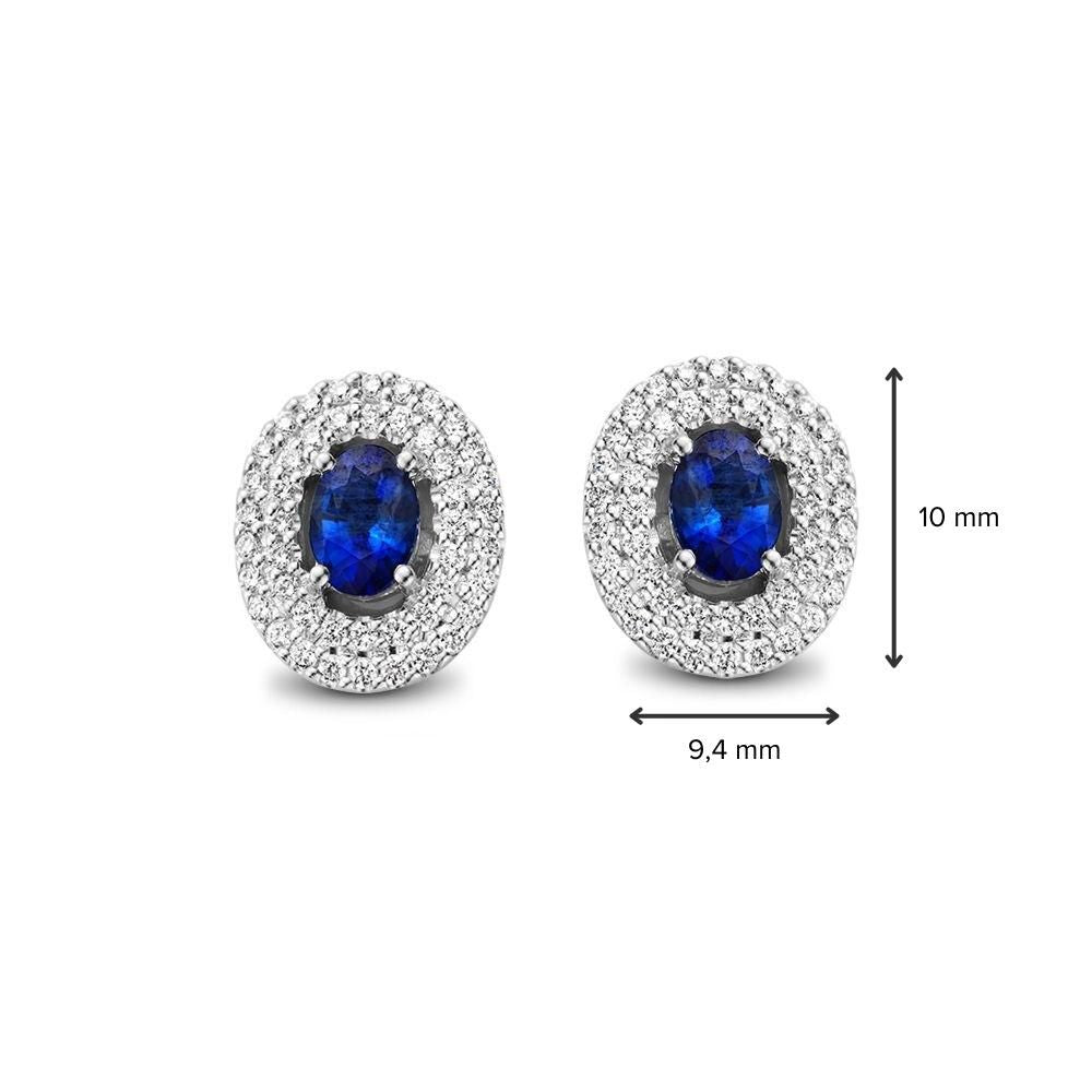 Aros de oro blanco con zafiro azul y diamante