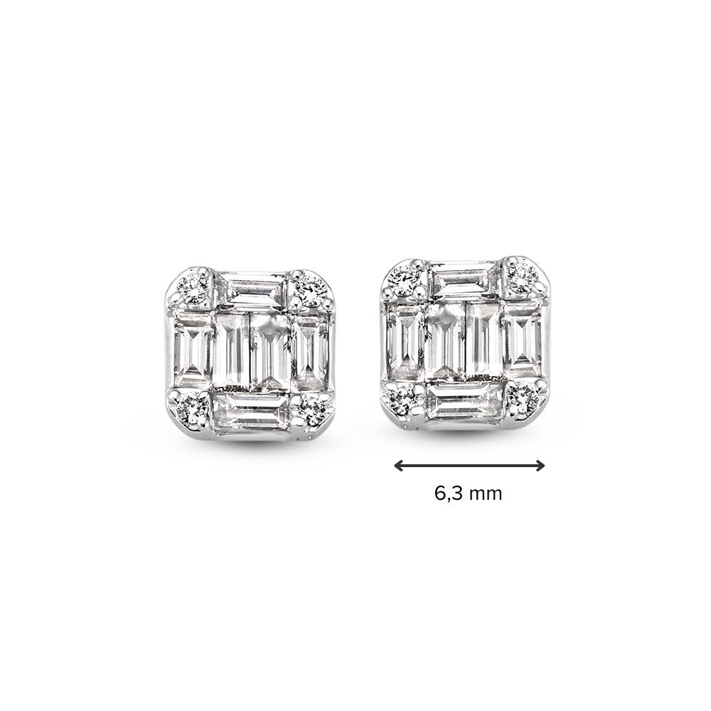 Pendientes de oro blanco con diamantes baguette – Pendientes de 14K de mujer, 0.68 crt diamante