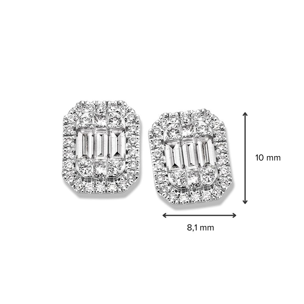 Aros de oro blanco con diamantes baguette – Pendientes de 14K de mujer, 0.80 crt diamante