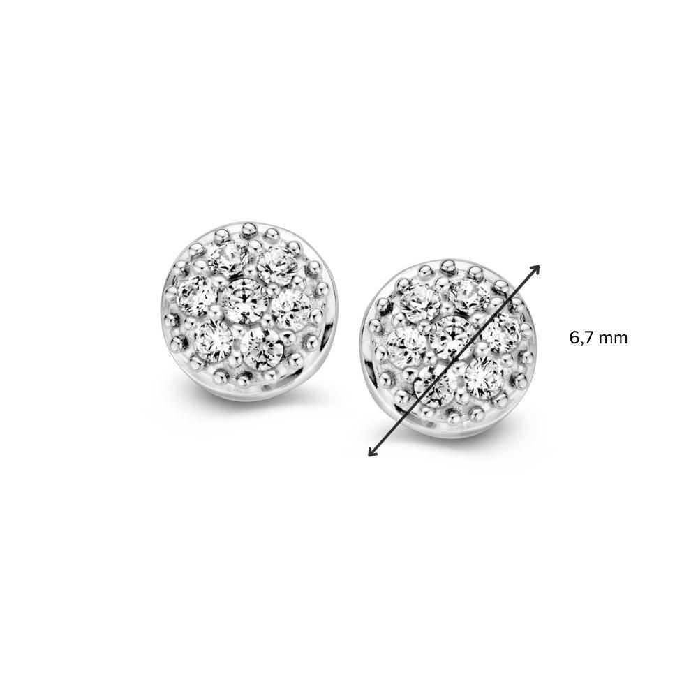 Witgouden Oorstekers met Zirkonia – 14K Oorbellen voor Dames, 7 mm Diameter