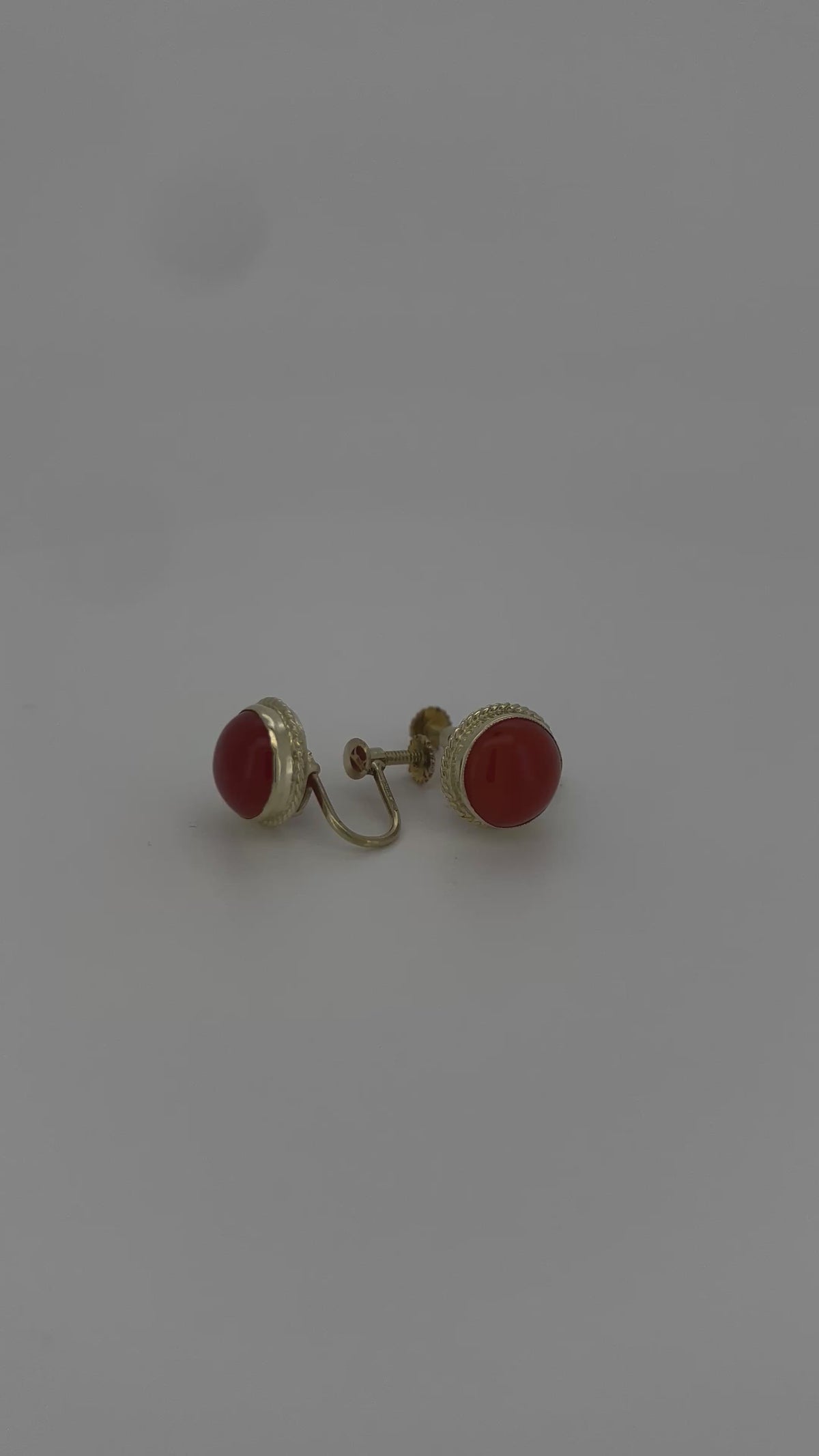 pendientes vintage de oro 14k coral rojo 4.4gr