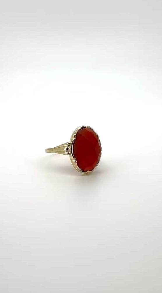 anillo vintage de oro carneool 14k 3.4gr