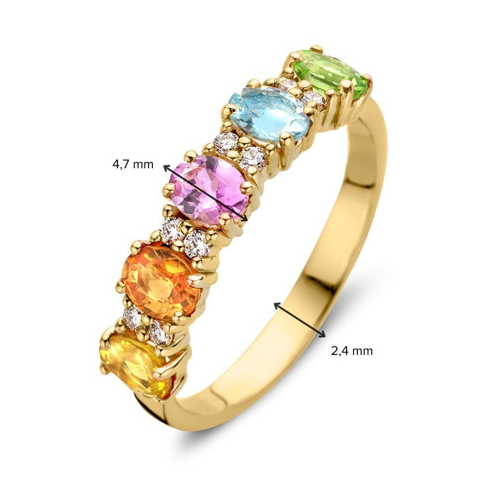 Anillo de oro rosa con zafiros arcoíris y diamantes – Van der Kooij Joyería de Lujo